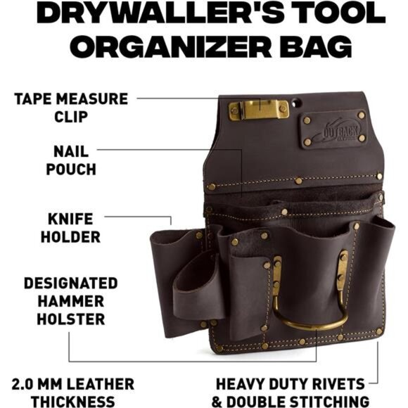 Tools Leather Tool Pouch for Pro Drywall Contractor, Oil Tanned Leather Tool - Picture 2 of 7